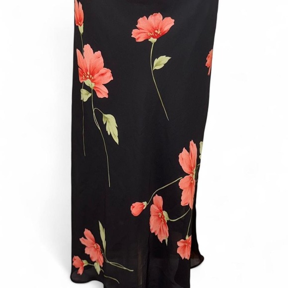 Vintage Y2K black floral slip dress classic early 2000s silhouette - Picture 3 of 5